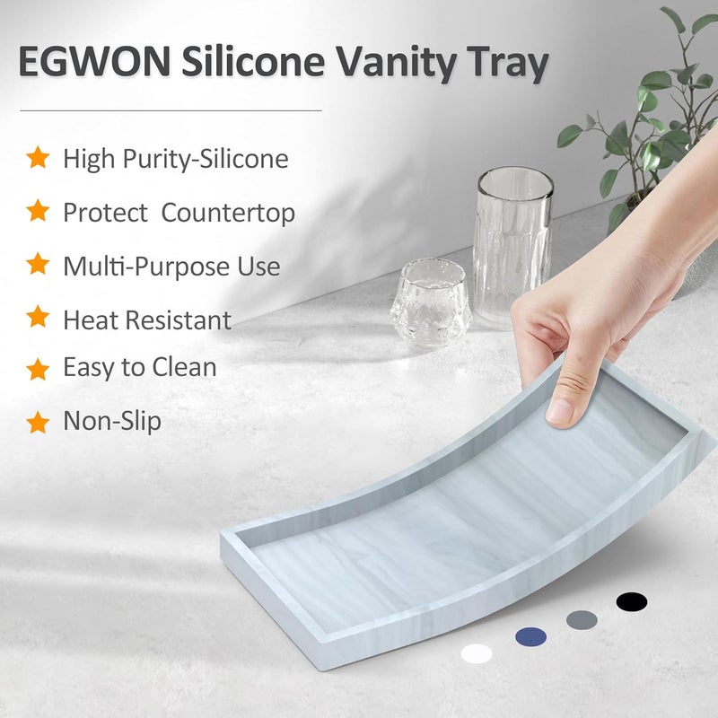 EGWON Bathroom Vanity Tray,Thick Original Silicone Soap Dispenser Tray, Shatterproof Toilet Tank Tray Vanity Tray for Dresser Tops,Bathroom for Perfume,Soap Bottle - Image 2